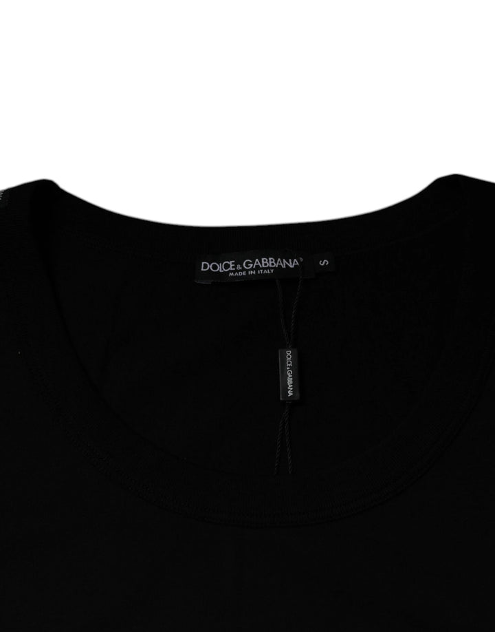 Dolce &amp; Gabbana Black Cotton Round Neck Sleeveless T-shirt by Dolce &amp; Gabbana outlet now on sale