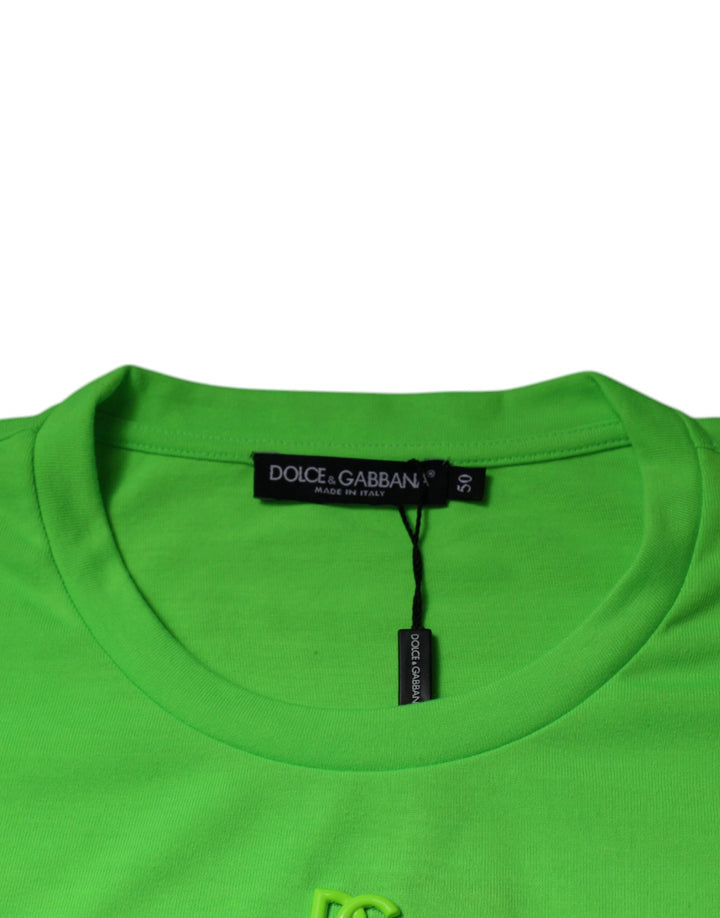 Dolce &amp; Gabbana Green DG Logo Cotton Crew Neck T-shirt by Dolce &amp; Gabbana outlet now on sale