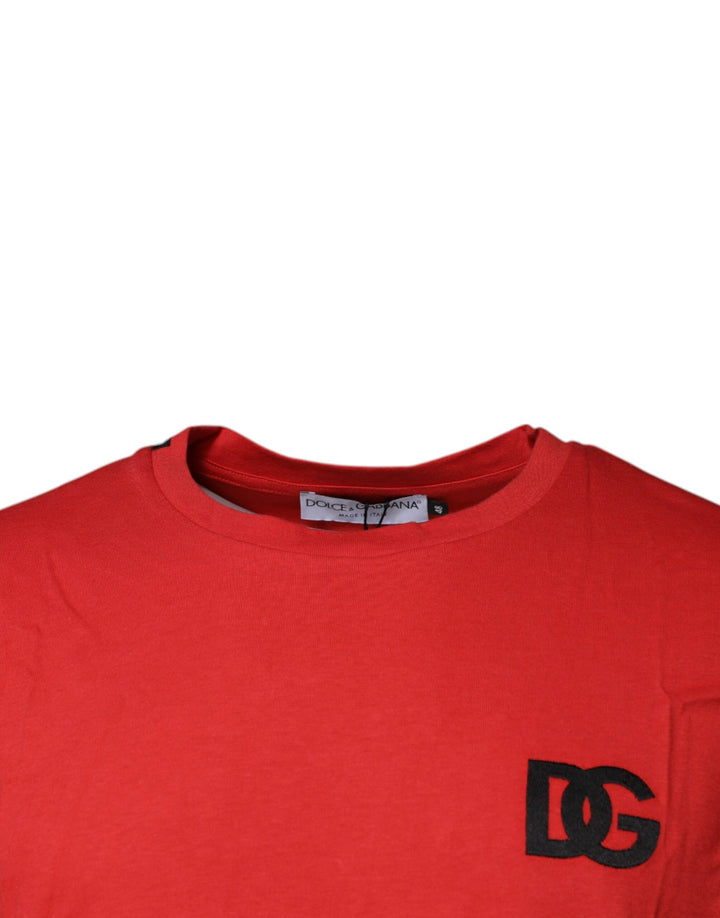 Dolce &amp; Gabbana Red DG Logo Cotton Crew Neck T-shirt by Dolce &amp; Gabbana outlet now on sale