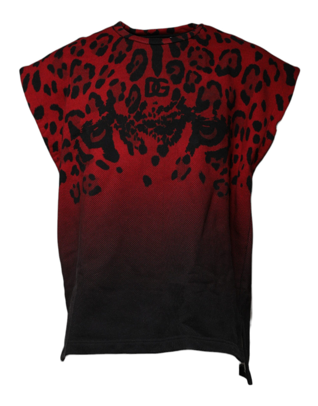 Dolce &amp; Gabbana Sample Sale Dolce &amp; Gabbana Red Leopard Print Cotton Sleeveless T-shirt - | Designer outlet