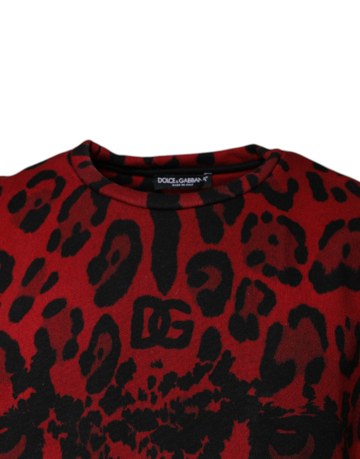 Dolce &amp; Gabbana Red Leopard Print Cotton Sleeveless T-shirt by Dolce &amp; Gabbana outlet now on sale