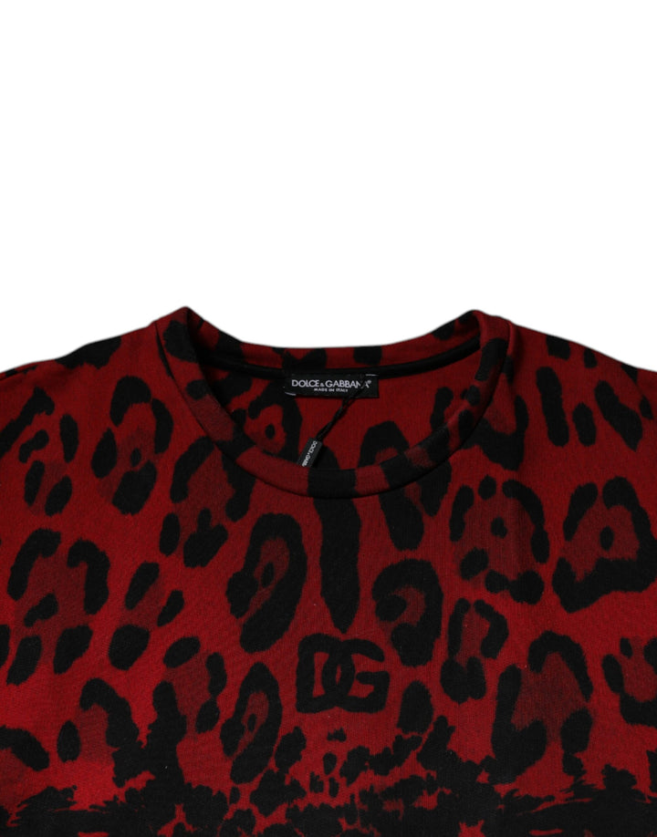 Dolce &amp; Gabbana Red Leopard Print Cotton Sleeveless T-shirt by Dolce &amp; Gabbana outlet now on sale