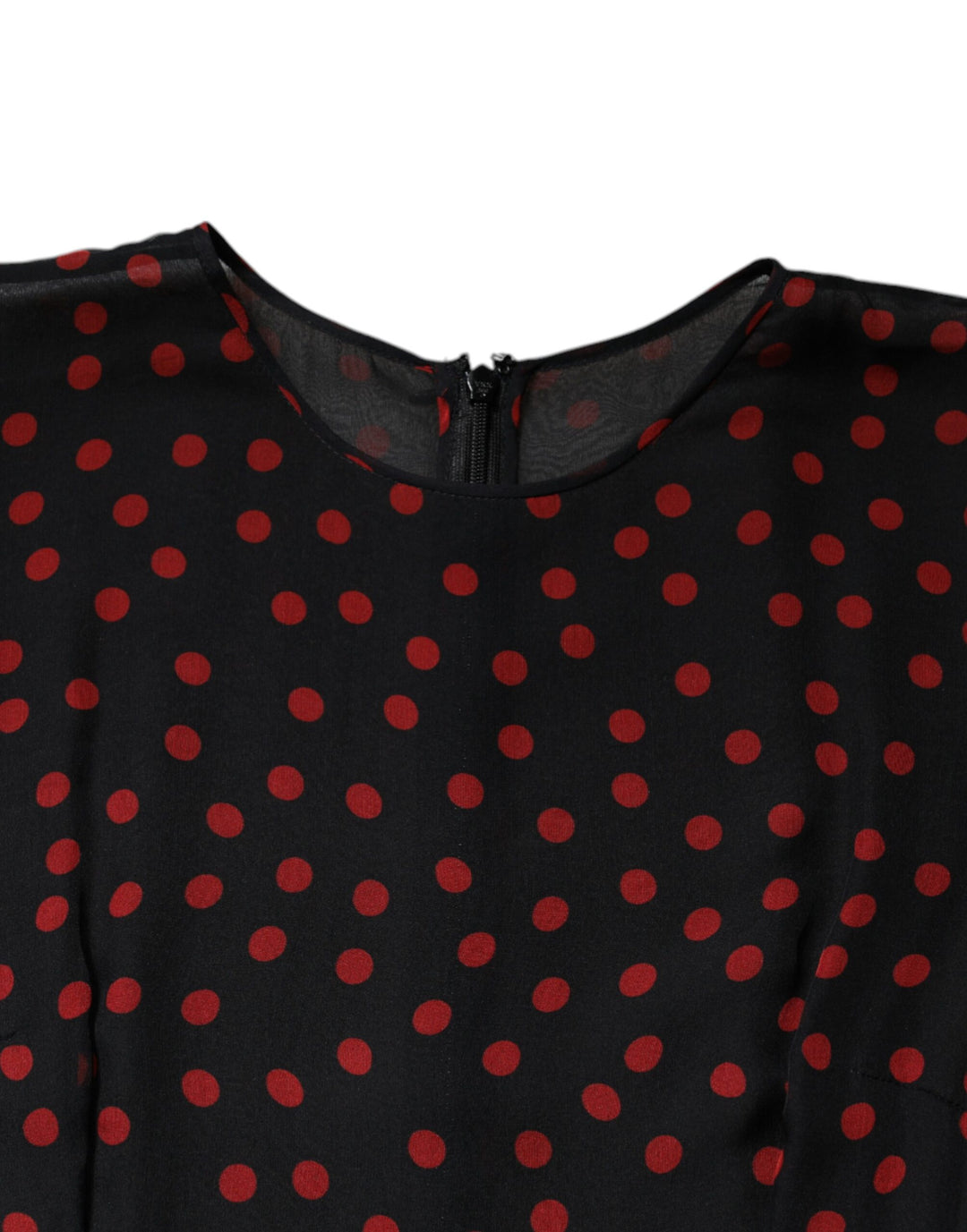 dolce and gabbana red polka dot dress Dolce & Gabbana Black Red Polka Dot Silk Layered Midi Dress