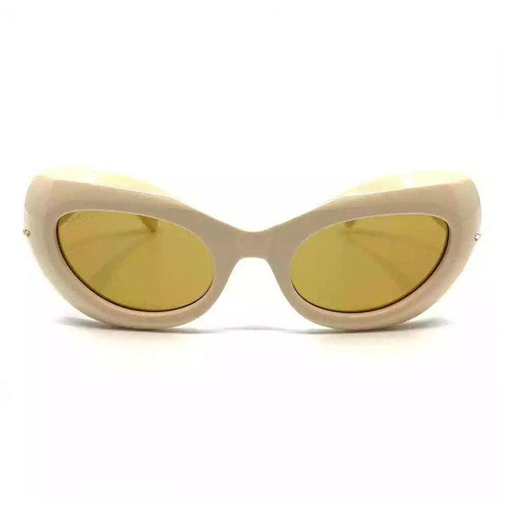 Gucci Butterfly Full Rim, with a White frame and Yellow lens.