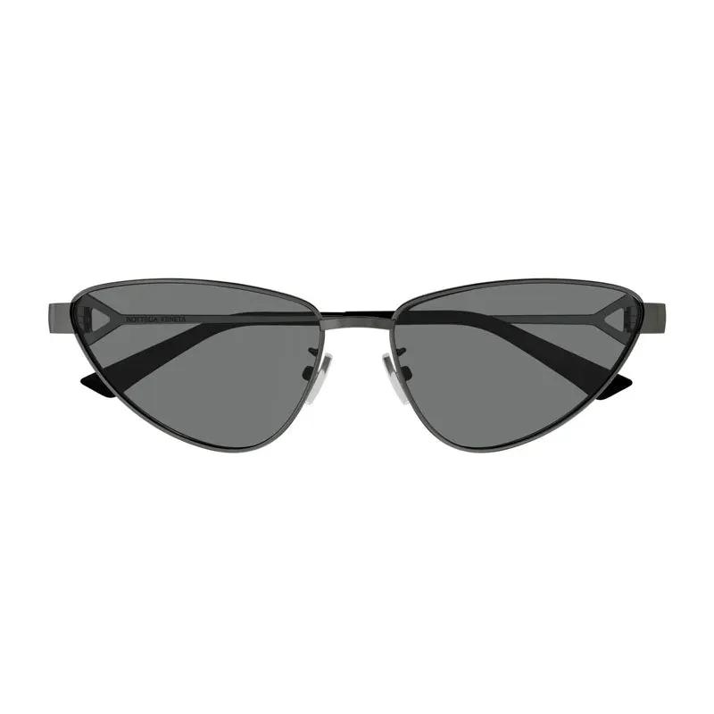 Bottega Veneta Sunglasses Cat Eye Full Rim, Dark Ruthenium Frame And Grey Lens