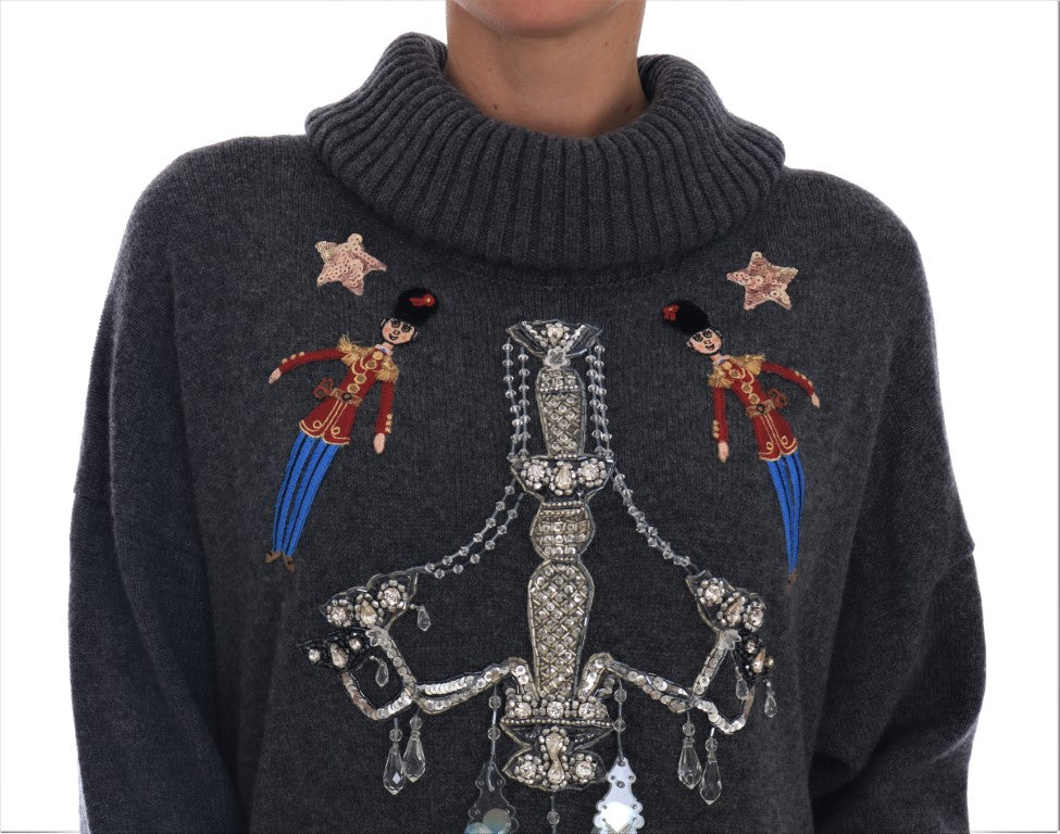 Dolce &amp; Gabbana Sample Sale Dolce &amp; Gabbana Fairy Tale Crystal Gray Cashmere Sweater - | Designer outlet