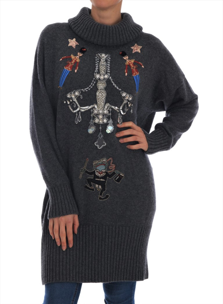 Dolce &amp; Gabbana Sample Sale Dolce &amp; Gabbana Fairy Tale Crystal Gray Cashmere Sweater - | Designer outlet