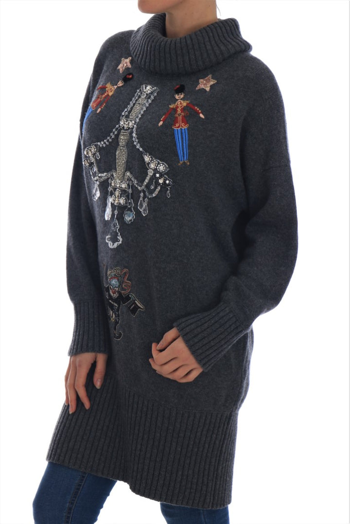 Dolce &amp; Gabbana Sample Sale Dolce &amp; Gabbana Fairy Tale Crystal Gray Cashmere Sweater - | Designer outlet