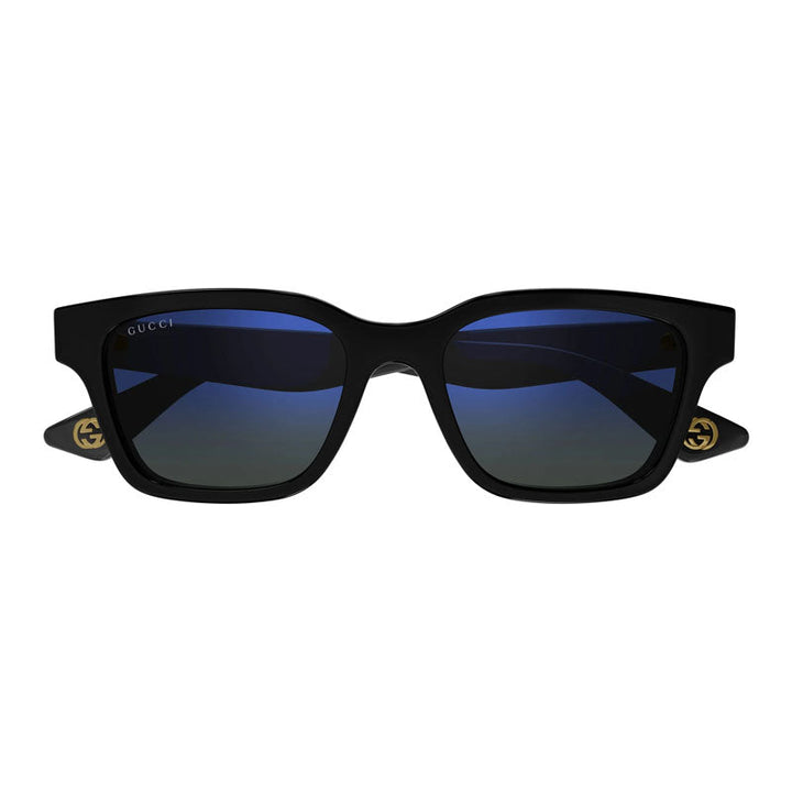 Gucci Sunglasses Square Full Rim, Shiny Black Frame and Blue Mirror Lens GG1641SA003
