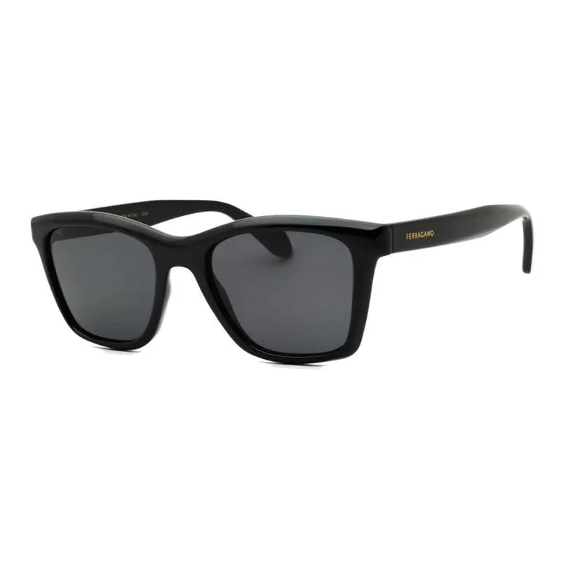 Salvatore Ferragamo Sunglasses Square Full Rim, Black Frame And Blue Grey Lens
