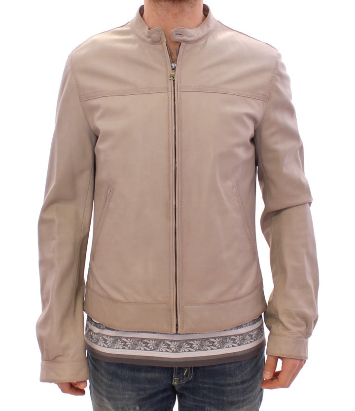 Dolce & Gabbana - Dolce & Gabbana Elegant Beige Leather Lambskin Jacket - GSD12709 - 1 - Ask Me Wear