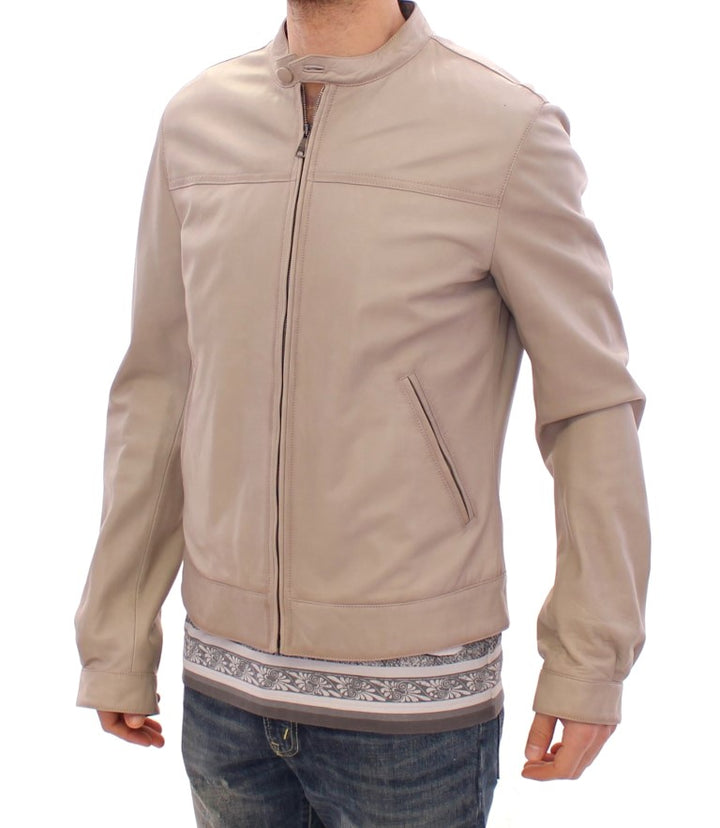 Dolce & Gabbana - Dolce & Gabbana Elegant Beige Leather Lambskin Jacket - GSD12709 - 1 - Ask Me Wear