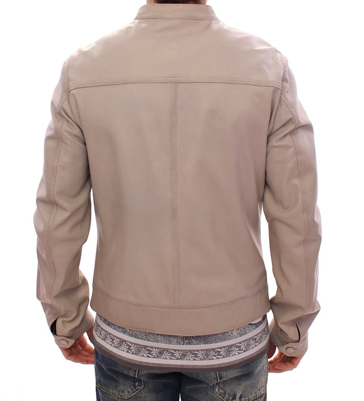 Dolce & Gabbana - Dolce & Gabbana Elegant Beige Leather Lambskin Jacket - GSD12709 - 1 - Ask Me Wear