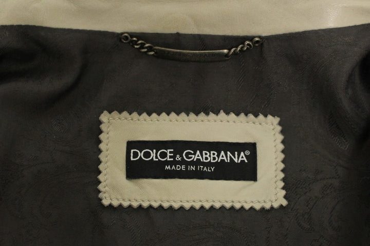 Dolce & Gabbana - Dolce & Gabbana Elegant Beige Leather Lambskin Jacket - GSD12709 - 1 - Ask Me Wear