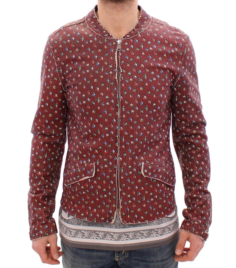 Dolce & Gabbana - Dolce & Gabbana Exclusive Boxer Print Bordeaux Leather Jacket - GSD12728 - 1 - Ask Me Wear