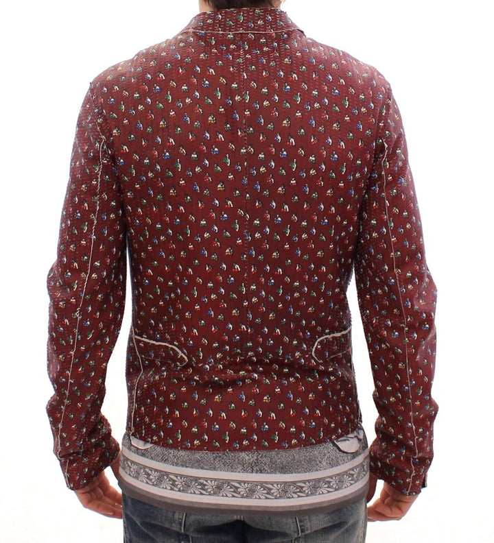 Dolce & Gabbana - Dolce & Gabbana Exclusive Boxer Print Bordeaux Leather Jacket - GSD12728 - 1 - Ask Me Wear