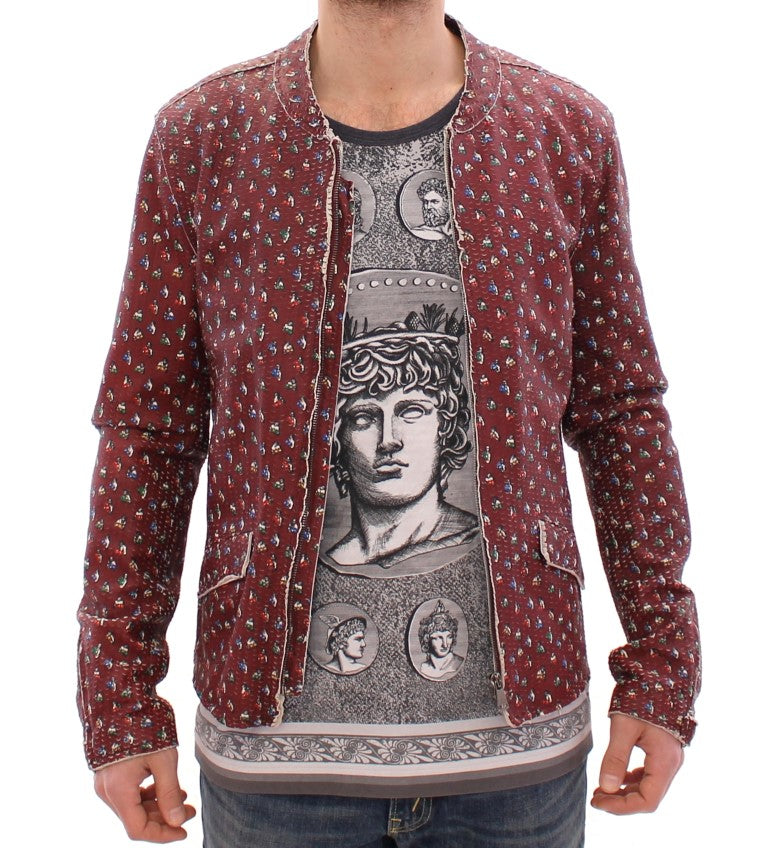 Dolce & Gabbana - Dolce & Gabbana Exclusive Boxer Print Bordeaux Leather Jacket - GSD12728 - 1 - Ask Me Wear