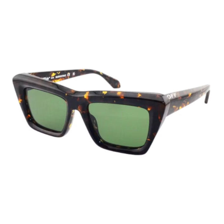 Off-White Sunglasses Square Full Rim, Havana Frame and Green Lens OERI13LHAMPTON6055