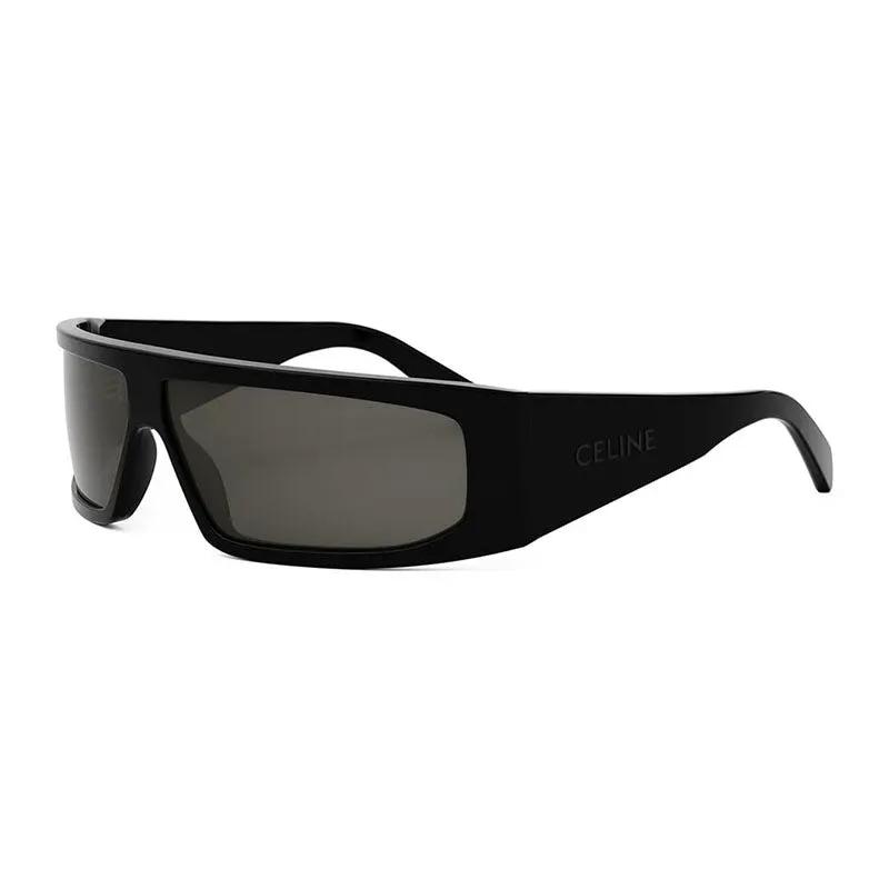 Celine Sunglasses Rectangle Full Rim, Shiny Black Frame And Smoke Lens Cl40291I01A