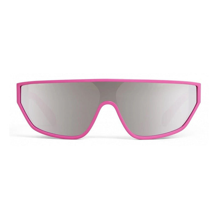 Celine Sunglasses Shield Full Rim, Shiny Pink Frame and Silver Mirror Lens CL40195I75C