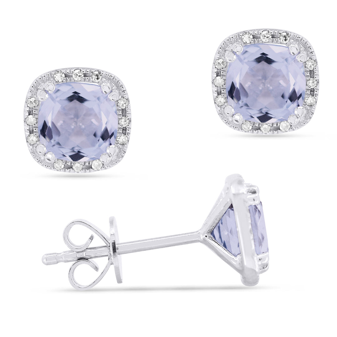 Earrings - 5.5mm 1.95ct Aquamarine Stud Earrings in 14K White Gold - E1516AQW - Ask Me Wear