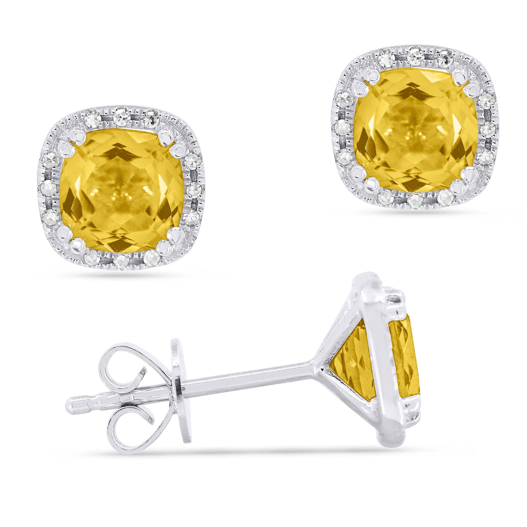 SSELECTS - Earrings - 5.5mm 1.95ct Citrine Stud Earrings in 14K White Gold - E1516CTW - Ask Me Wear