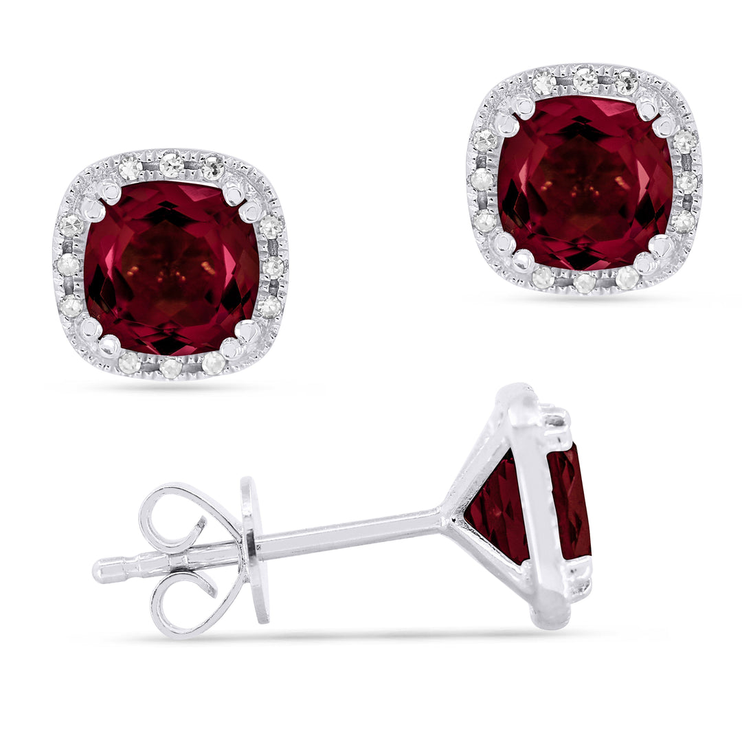 Earrings - 5.5mm 1.95ct Garnet Stud Earrings in 14K White Gold - E1516GAW - Ask Me Wear