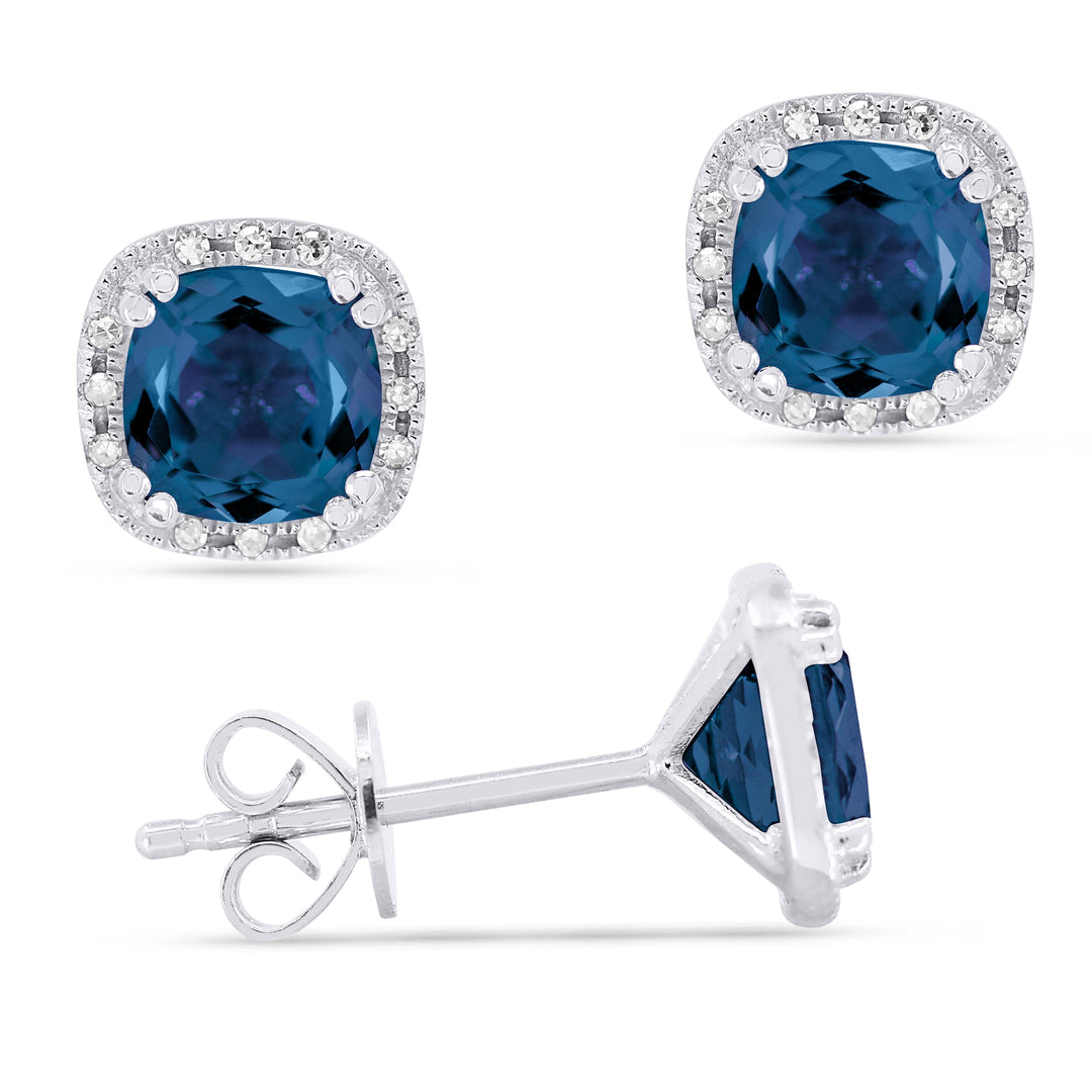 Earrings - 5.5mm 1.95ct London Blue Topaz Stud Earrings in 14K White Gold - E1516LBTW - Ask Me Wear