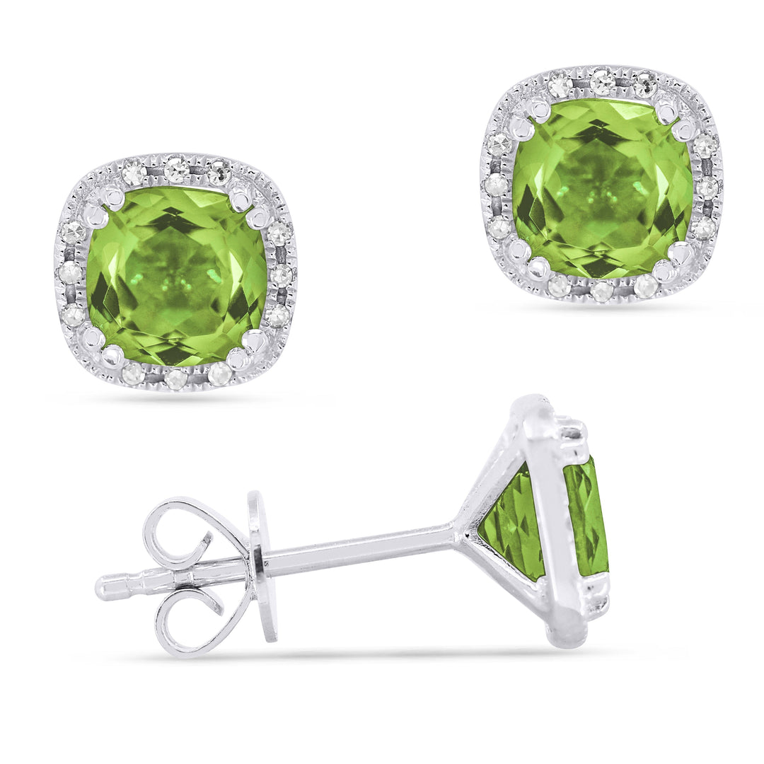 Earrings - 5.5mm 1.95ct Peridot Stud Earrings in 14K White Gold - E1516PRW - Ask Me Wear