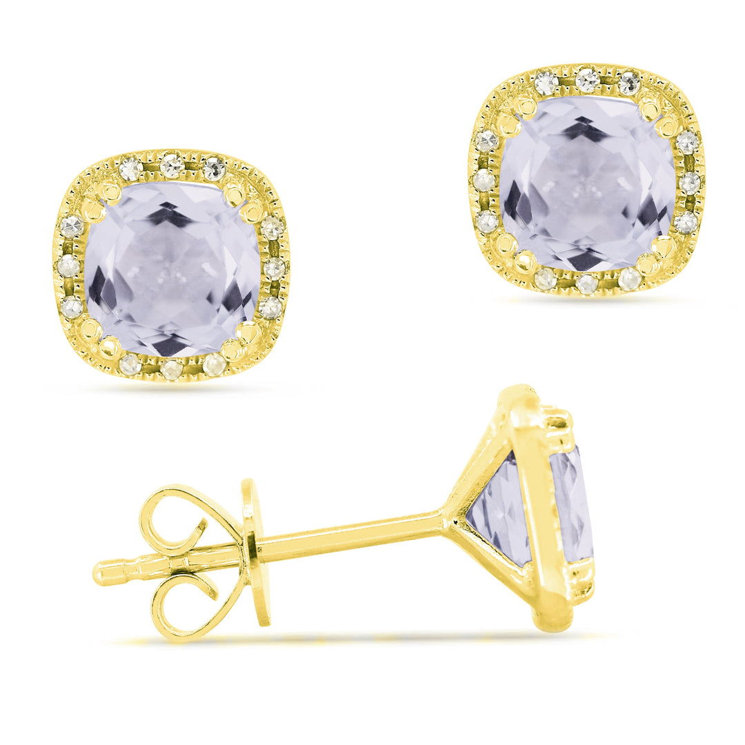 Earrings - 5.5mm 1.95ct White Topaz Stud Earrings in 14K Yellow Gold - E1516WTY - Ask Me Wear