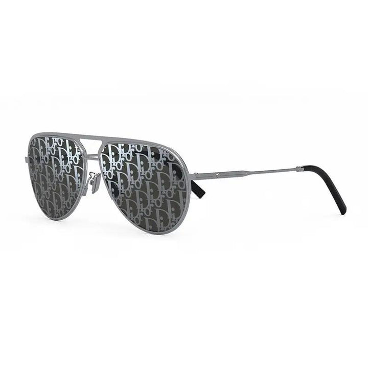 Dior Sunglasses Aviator Full Rim, Shiny Palladium Frame And Blue Grey Dior Pattern Mirror Lens Dioressentiala2Uf0A8