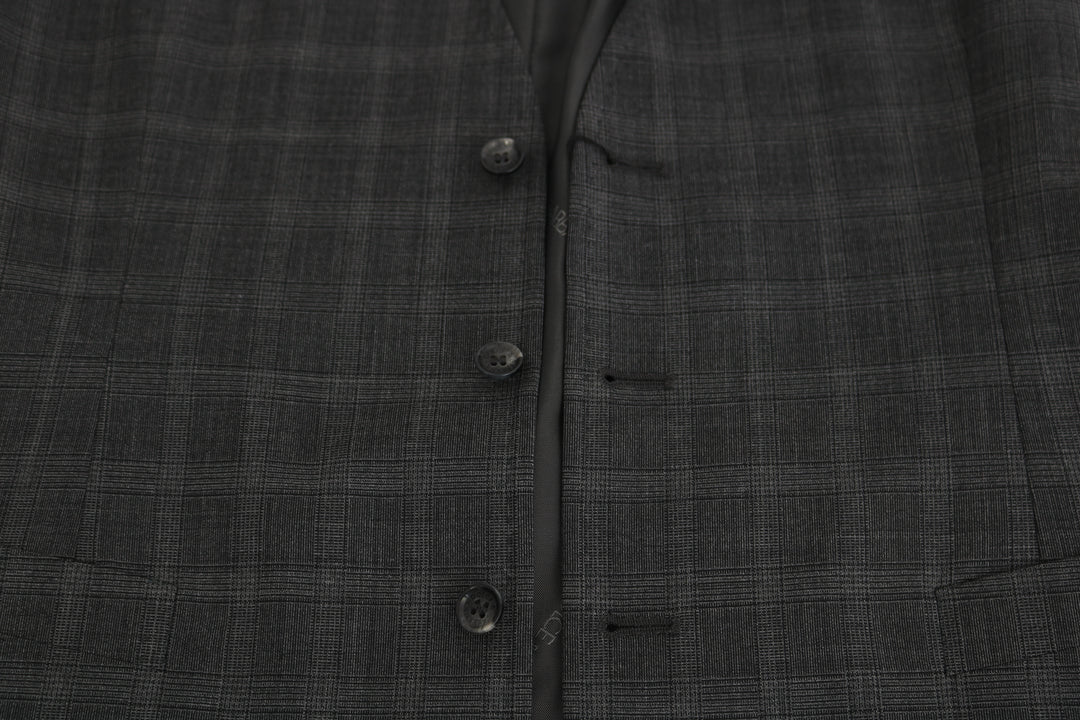 Dolce &amp; Gabbana Sample Sale Dolce &amp; Gabbana Gray Wool STAFF Checkered Stretch Vest - | Designer outlet