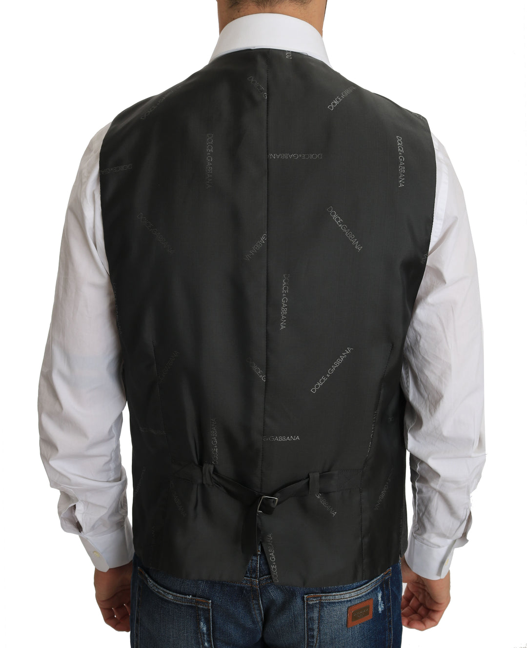 Dolce &amp; Gabbana Sample Sale Dolce &amp; Gabbana Gray Wool STAFF Checkered Stretch Vest - | Designer outlet