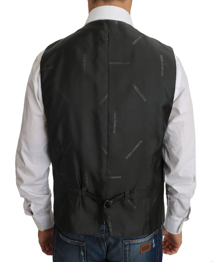 Dolce &amp; Gabbana Sample Sale Dolce &amp; Gabbana Gray Wool STAFF Checkered Stretch Vest - | Designer outlet