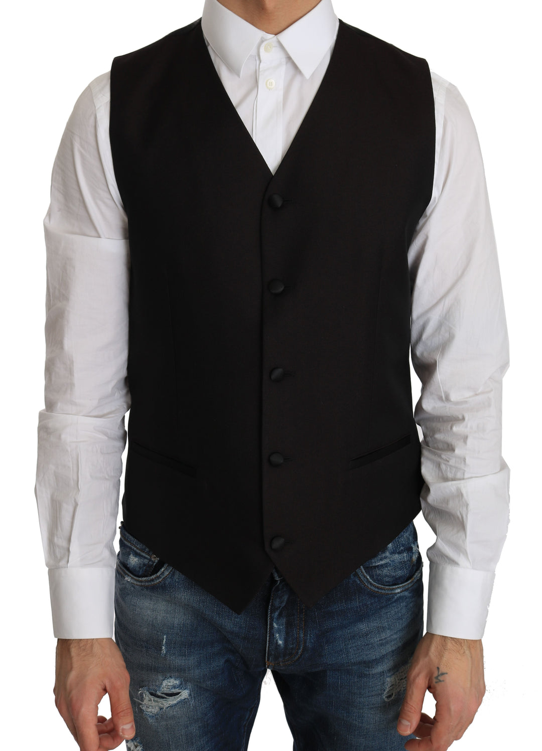 Dolce &amp; Gabbana Sample Sale Dolce &amp; Gabbana Black Silk Dress Waistcoat - | Designer outlet