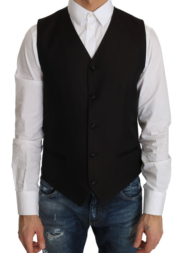 Dolce &amp; Gabbana Sample Sale Dolce &amp; Gabbana Black Silk Dress Waistcoat - | Designer outlet