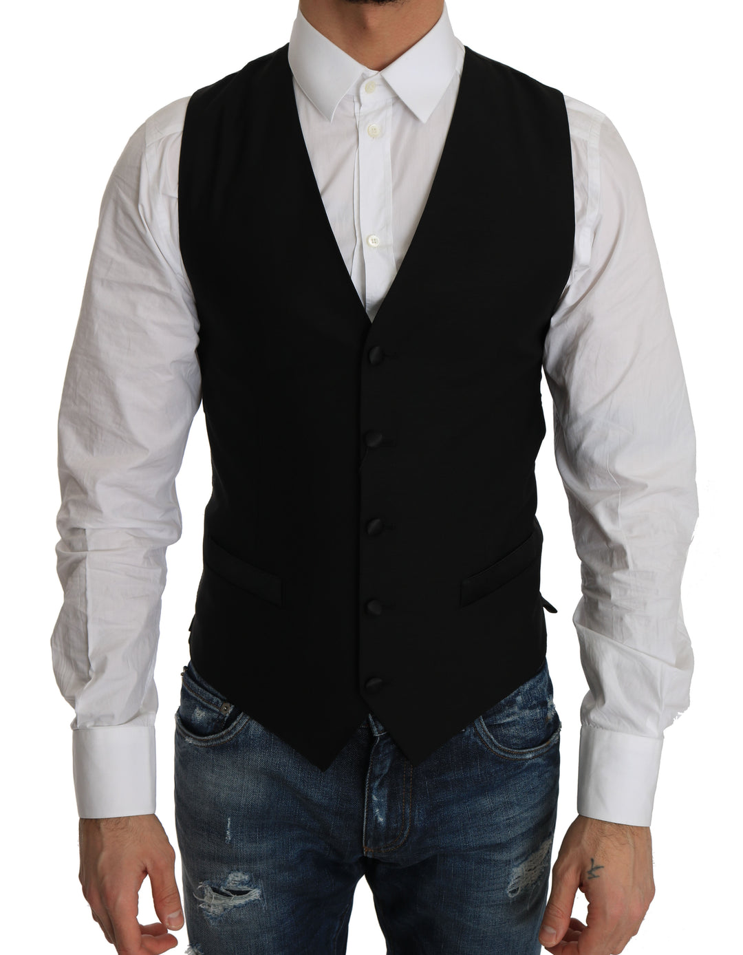 Dolce &amp; Gabbana Sample Sale Dolce &amp; Gabbana Black Wool Dress Waistcoat - | Designer outlet