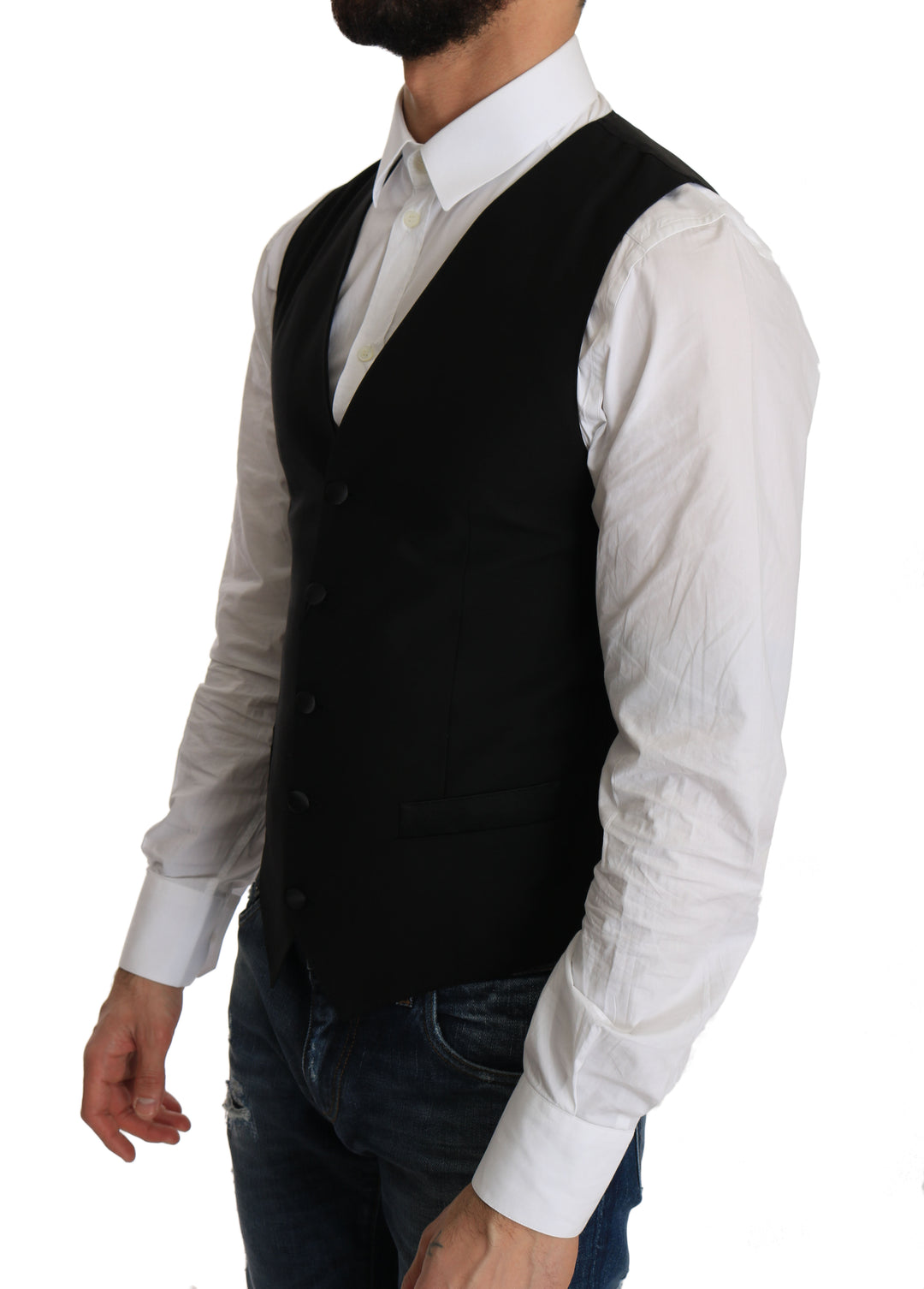 Dolce &amp; Gabbana Sample Sale Dolce &amp; Gabbana Black Wool Dress Waistcoat - | Designer outlet