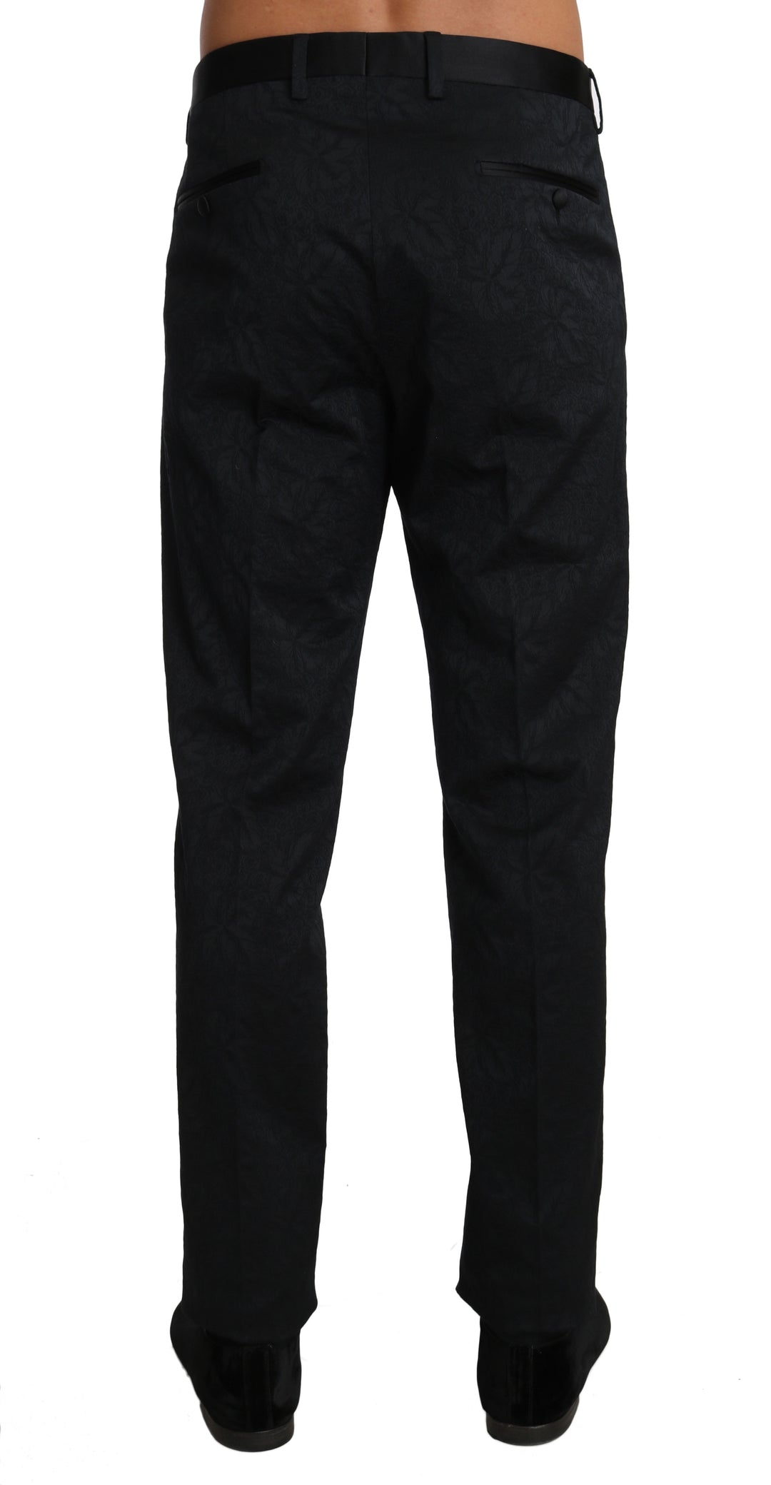 Dolce &amp; Gabbana Sample Sale Dolce &amp; Gabbana Black Cotton Brocade Formal Trousers Pants - | Designer outlet