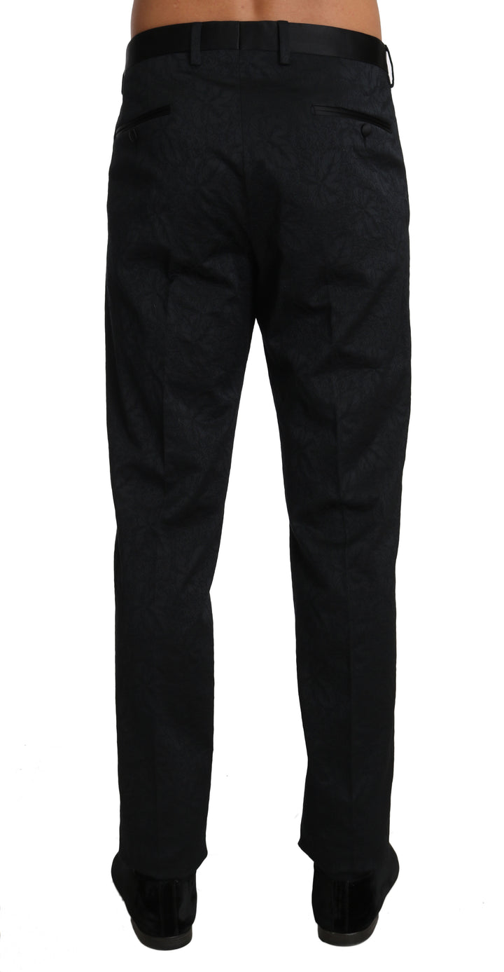 Dolce &amp; Gabbana Sample Sale Dolce &amp; Gabbana Black Cotton Brocade Formal Trousers Pants - | Designer outlet