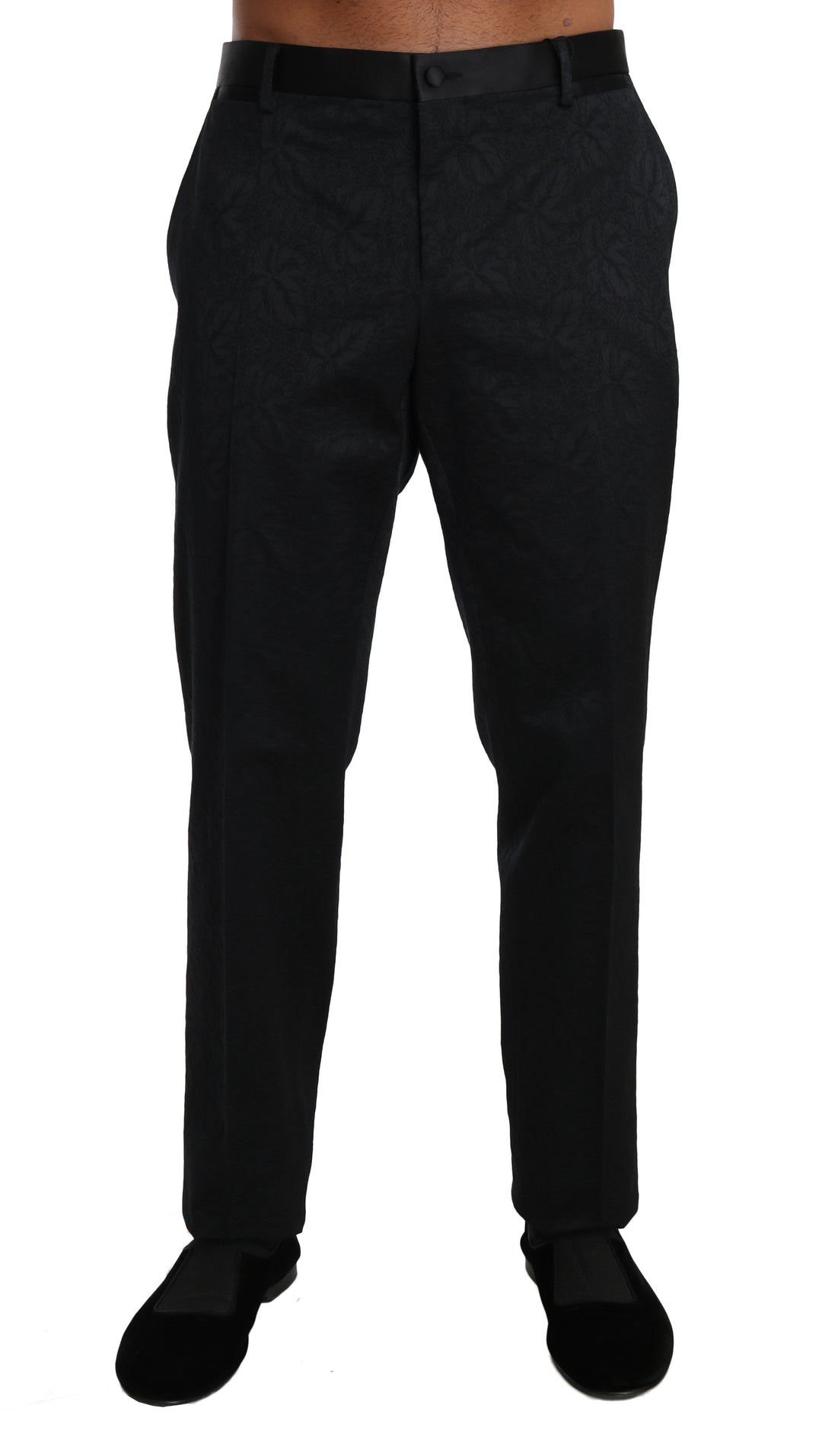 Dolce &amp; Gabbana Sample Sale Dolce &amp; Gabbana Black Cotton Brocade Formal Trousers Pants - | Designer outlet