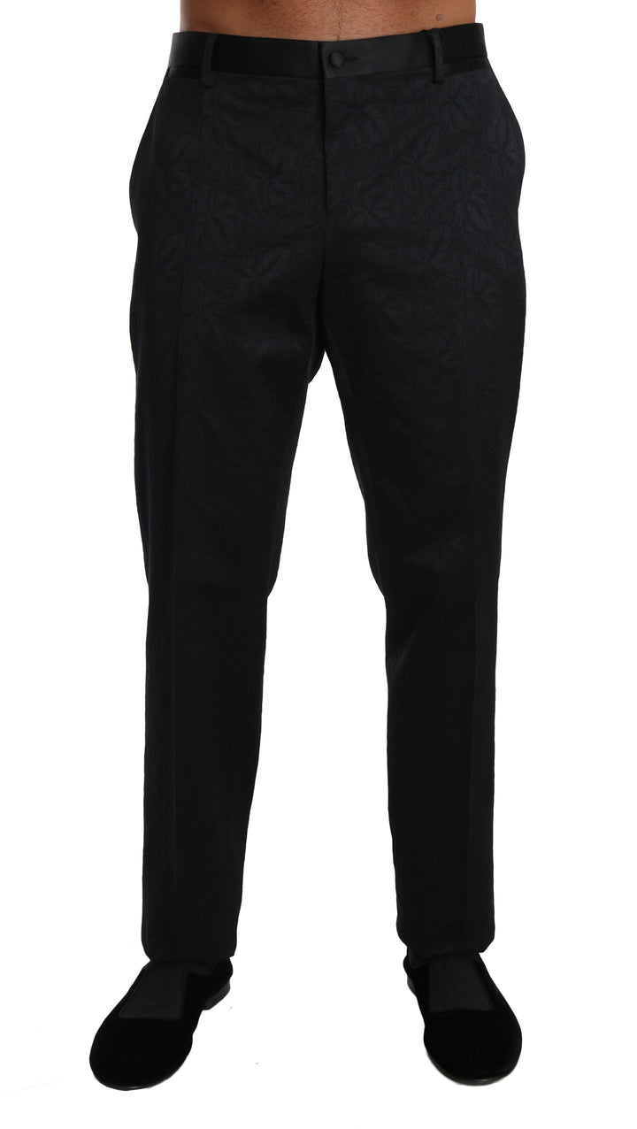 Dolce &amp; Gabbana Sample Sale Dolce &amp; Gabbana Black Cotton Brocade Formal Trousers Pants - | Designer outlet