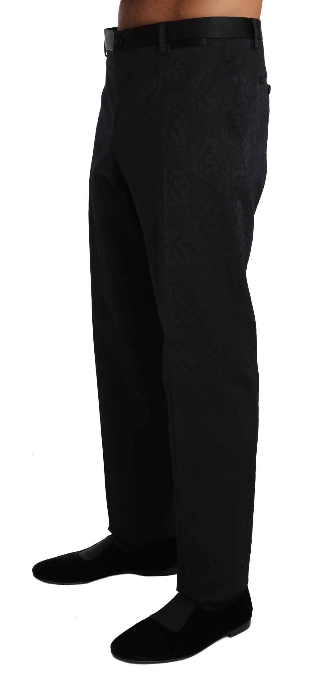 Dolce &amp; Gabbana Sample Sale Dolce &amp; Gabbana Black Cotton Brocade Formal Trousers Pants - | Designer outlet