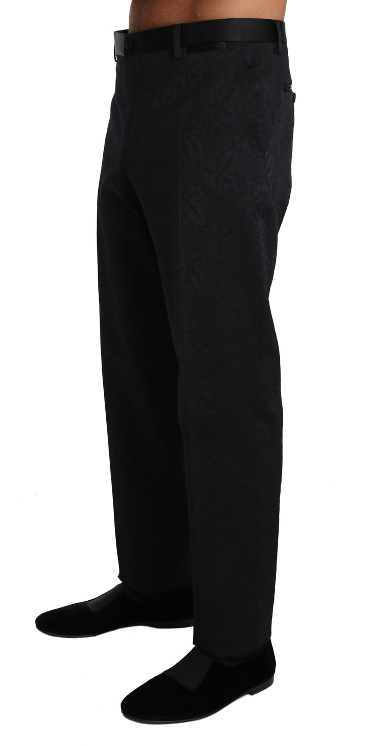 Dolce &amp; Gabbana Sample Sale Dolce &amp; Gabbana Black Cotton Brocade Formal Trousers Pants - | Designer outlet