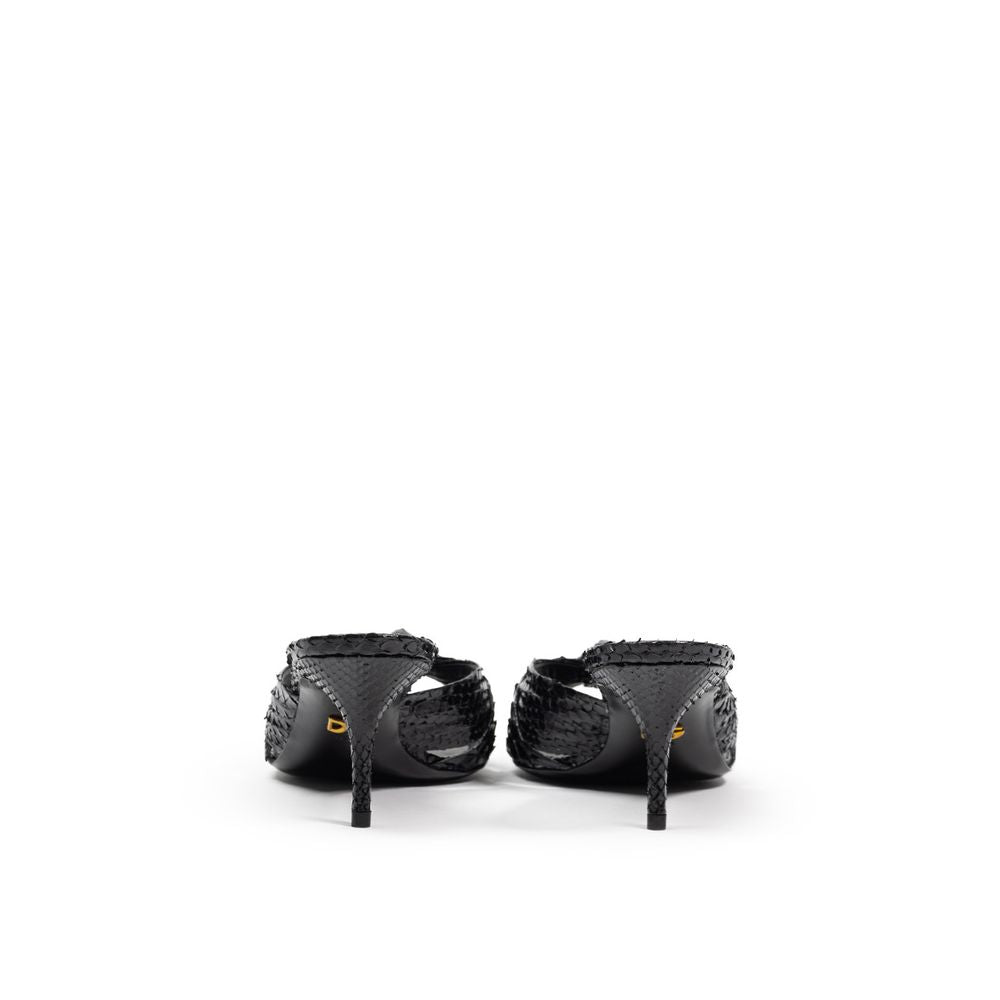 Dolce & Gabbana Black Leather Di Pitone Sandal