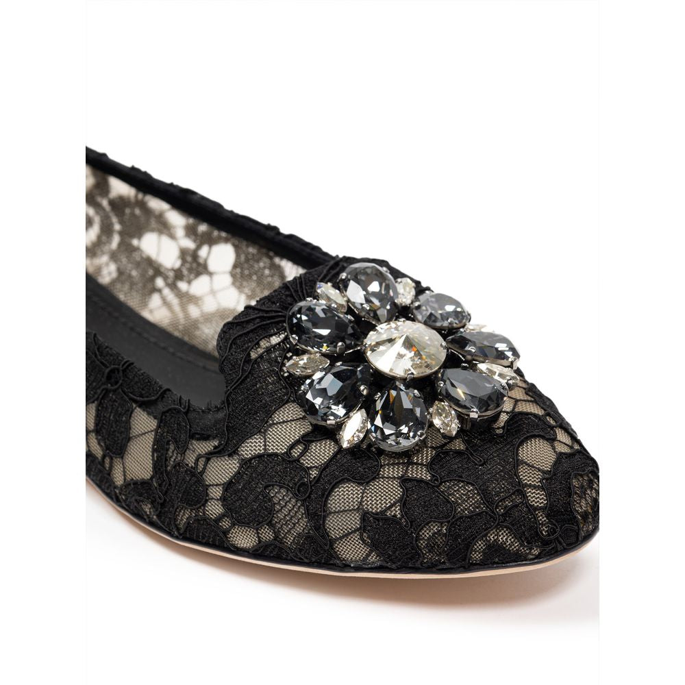 Dolce & Gabbana Black Viscose Flat Shoe