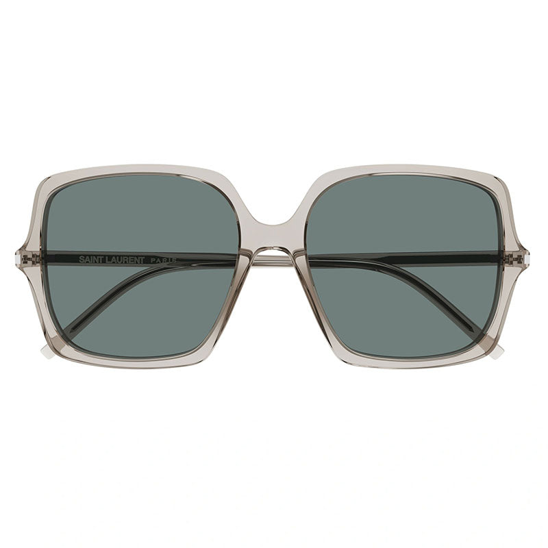 Saint Laurent Sunglasses Square Full Rim, Beige Frame and Green Lens SL591003