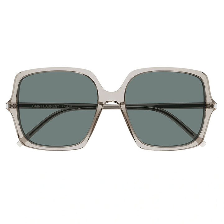 Saint Laurent Sunglasses Square Full Rim, Beige Frame and Green Lens SL591003