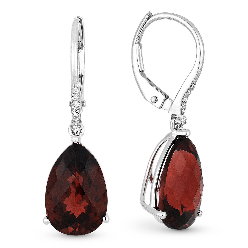 Earrings - 5.78ct Garnet Drop/Dangle Earrings in 14K White Gold - E1031GAW - Ask Me Wear