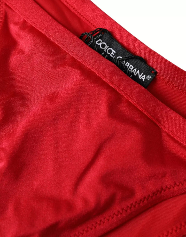 Dolce & Gabbana Red Nylon Stretch Beachwear Swimwear Bottom Bikini